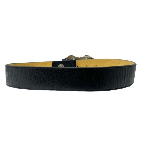 Vintage LEATHEROCK Black Leather Belt Large Crystal Encrusted Buckle - Picture 6 of 11